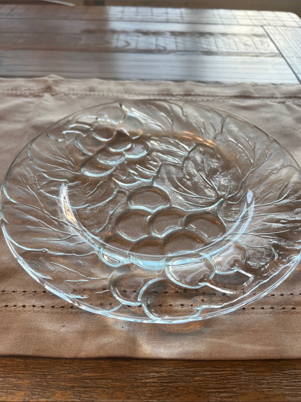 Clear Floral Pressed Glass Salad/Dessert Plate - Clear